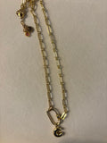 16 inch Paperclip Chain Charm Necklace with C charm