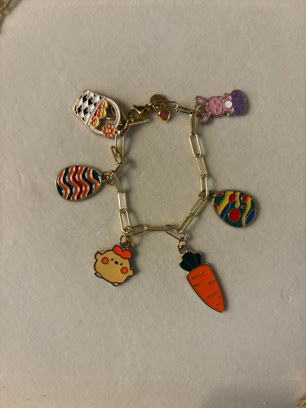 Small Paperclip Chain Bracelet with Easter Charms