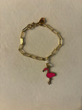 Small Paperclip Chain Bracelet with Flamingo Charm